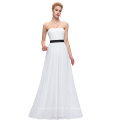 Starzz Strapless fuera del hombro gasa vestido de dama de honor blanco ST000066-1